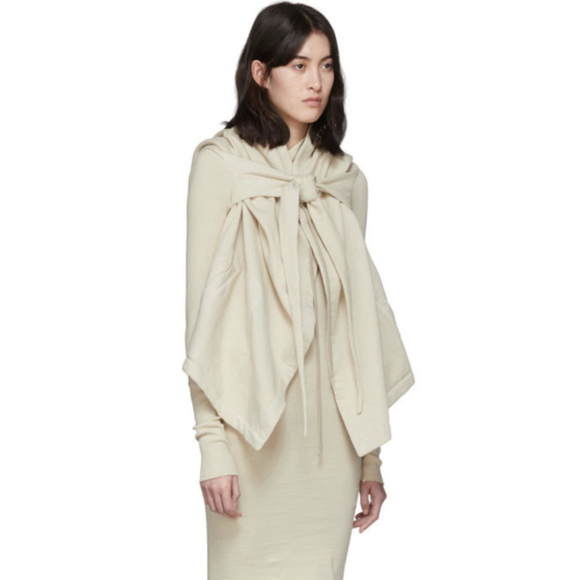 Rick Owens Tops - Rick Owens Olmar Mirta Jacket Hoodie Cotton Knit Milk Ivory Med